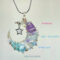 Natural Crystal Purely Handmade Moon-shaped Wrapped Wire Necklace-Customized