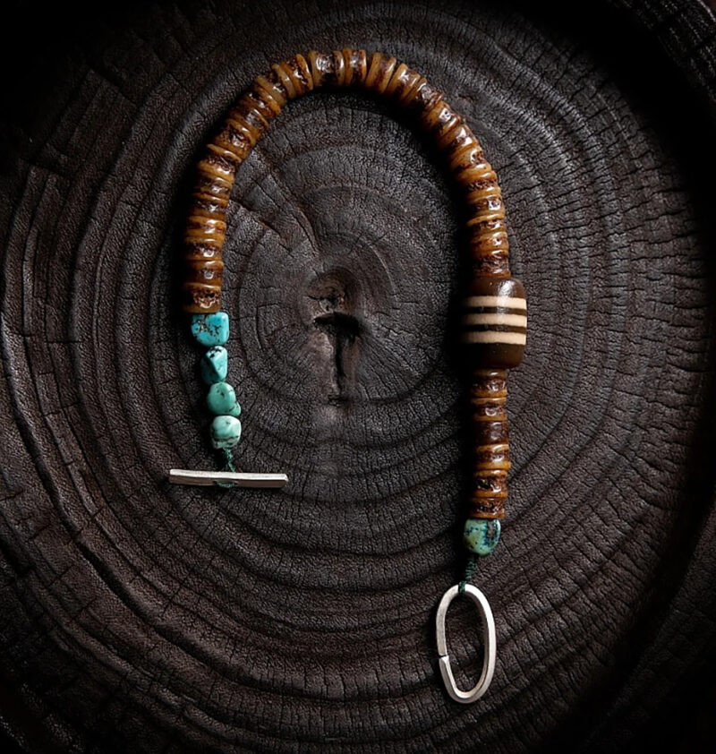 SACRED PROTECTOR TURQUOISE & YAK BONE STERING SILVER BRACELET