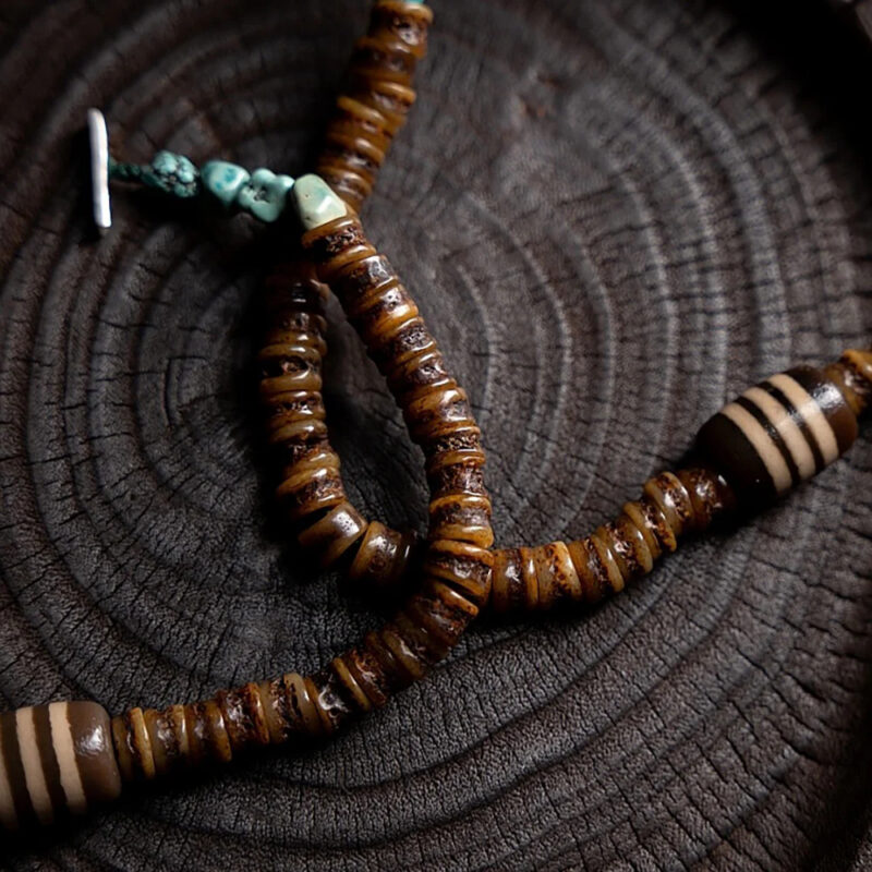 SACRED PROTECTOR TURQUOISE & YAK BONE STERING SILVER BRACELET