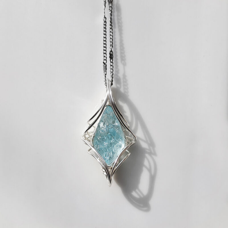 SKU-03-海蓝宝-星屿 Natural Amethyst Aquamarine Energy Necklace