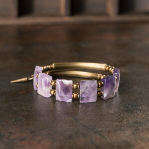 Brass-Embellished Amethyst Energy Bracelet