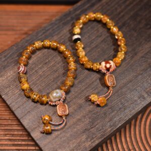 Hand-Woven Yak Bone Dzi Charm Bracelet