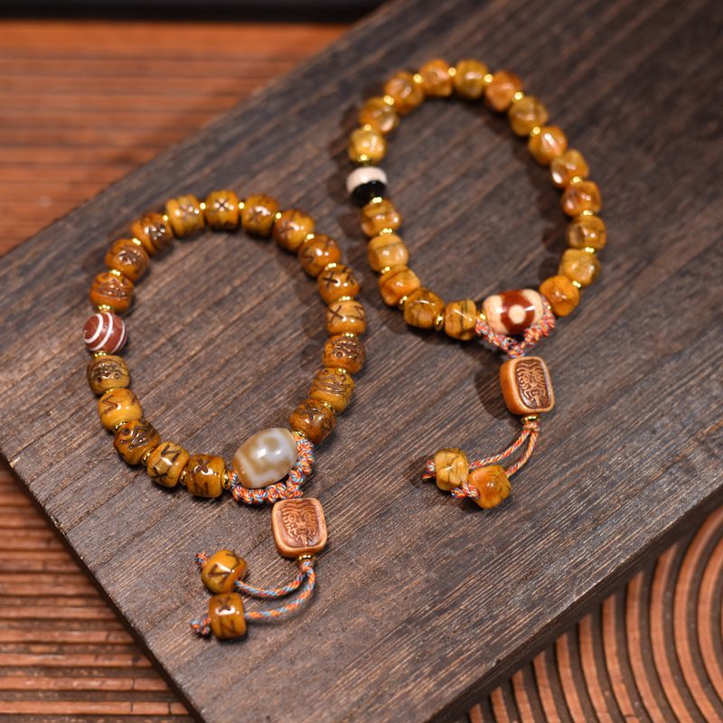 主图-01 Hand-Woven Yak Bone Dzi Charm Bracelet