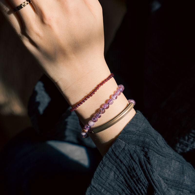 Purple Phantom Crystal & Garnet Bracelet