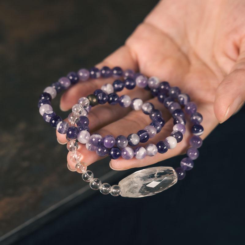 Dreamy Amethyst and White Crystal Mixed Bracelet