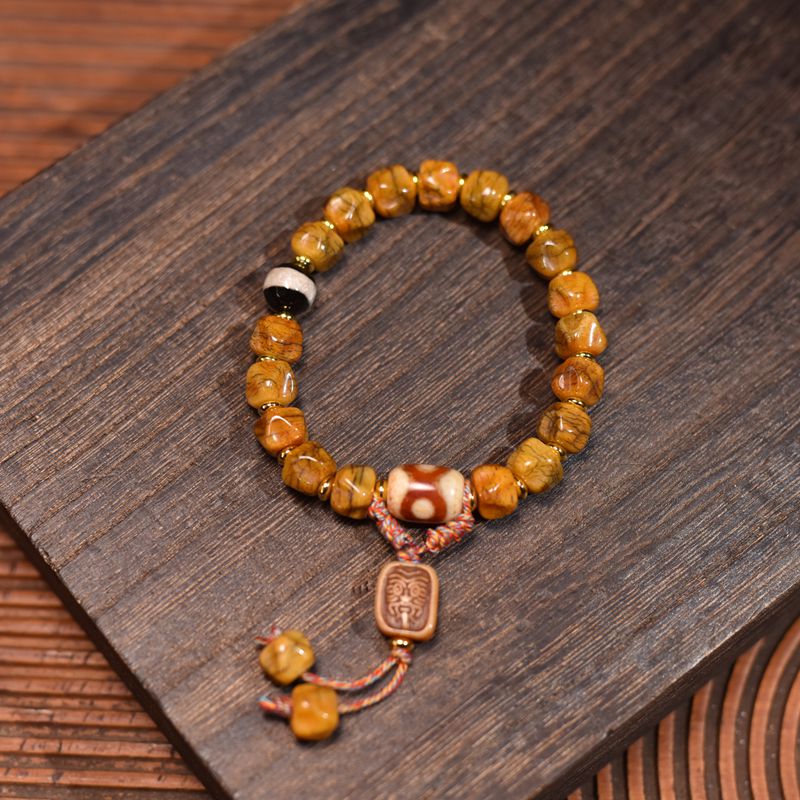 主图-03 Hand-Woven Yak Bone Dzi Charm Bracelet
