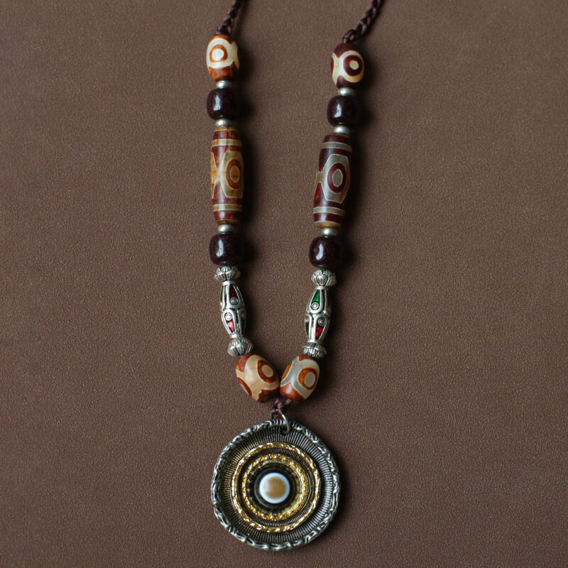 Tibetan Pharmacist's Eye Dzi Bead Necklace