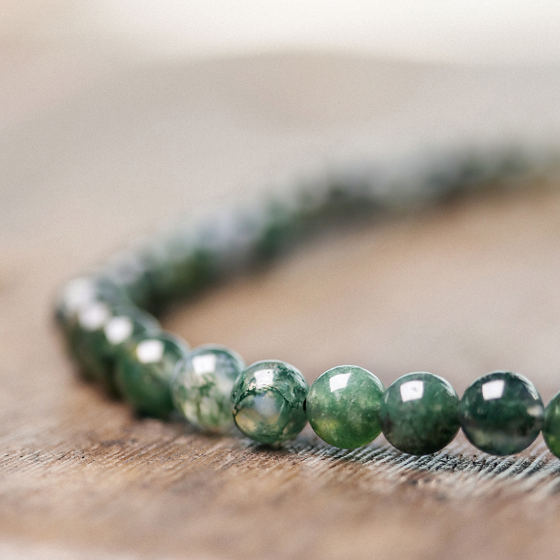 主图-04 Aquatic Grass Agate Bead Bracelet with Brass Accents