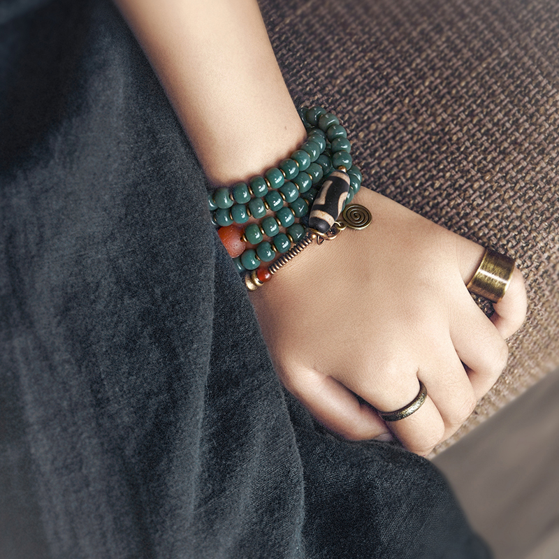 Bodhi Root Dzi Bead Necklace and Bracelet