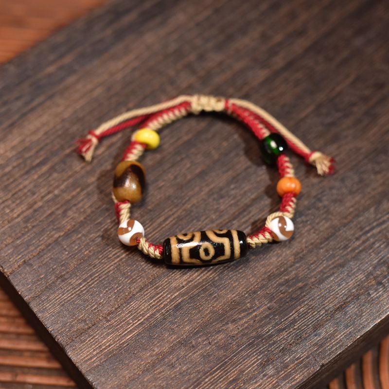 主图-04 Hand-Woven Agate Bracelet with Tibetan Dzi Beads