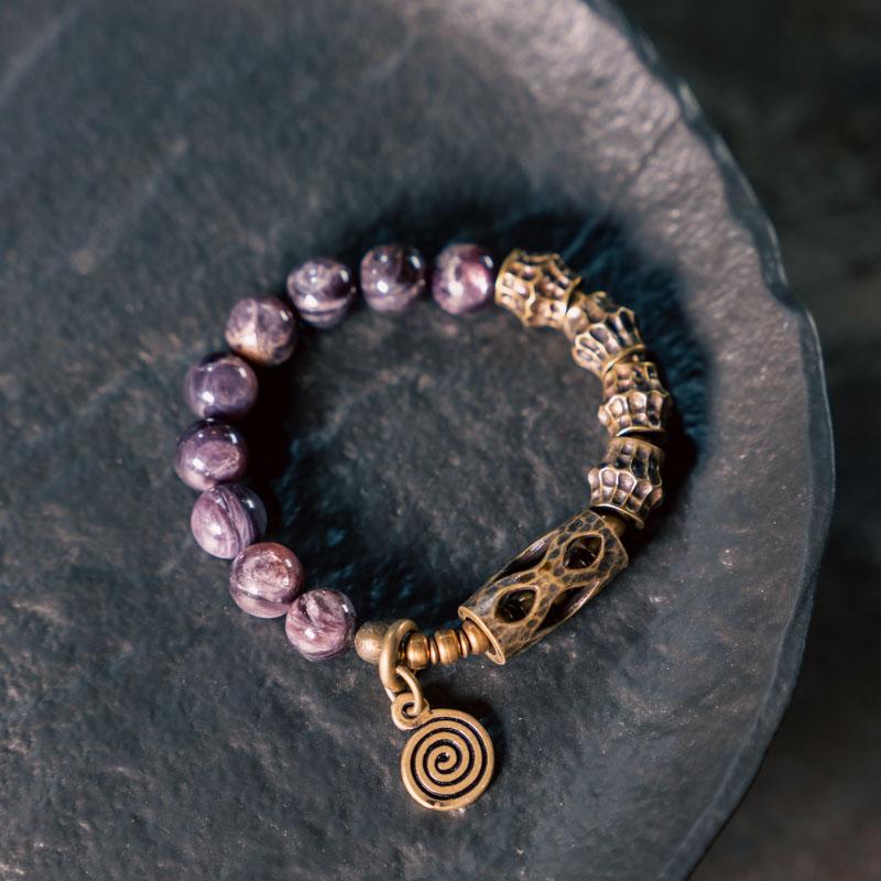 主图-04 AMETHYST MICA SPIRIT BRACELET WITH BRASS AND COPPER ACCENTS