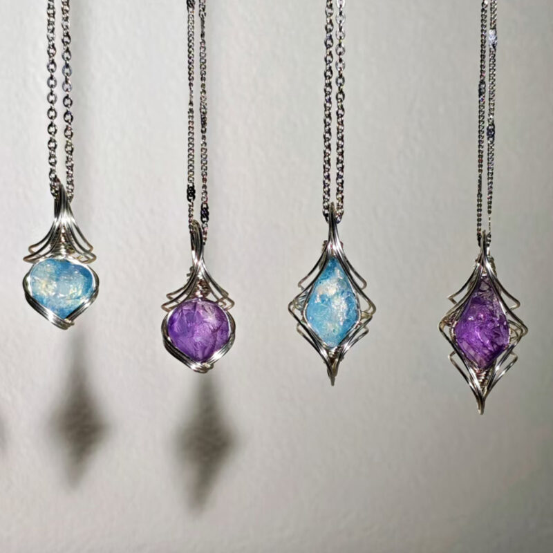 主图-05 Natural Amethyst Aquamarine Energy Necklace