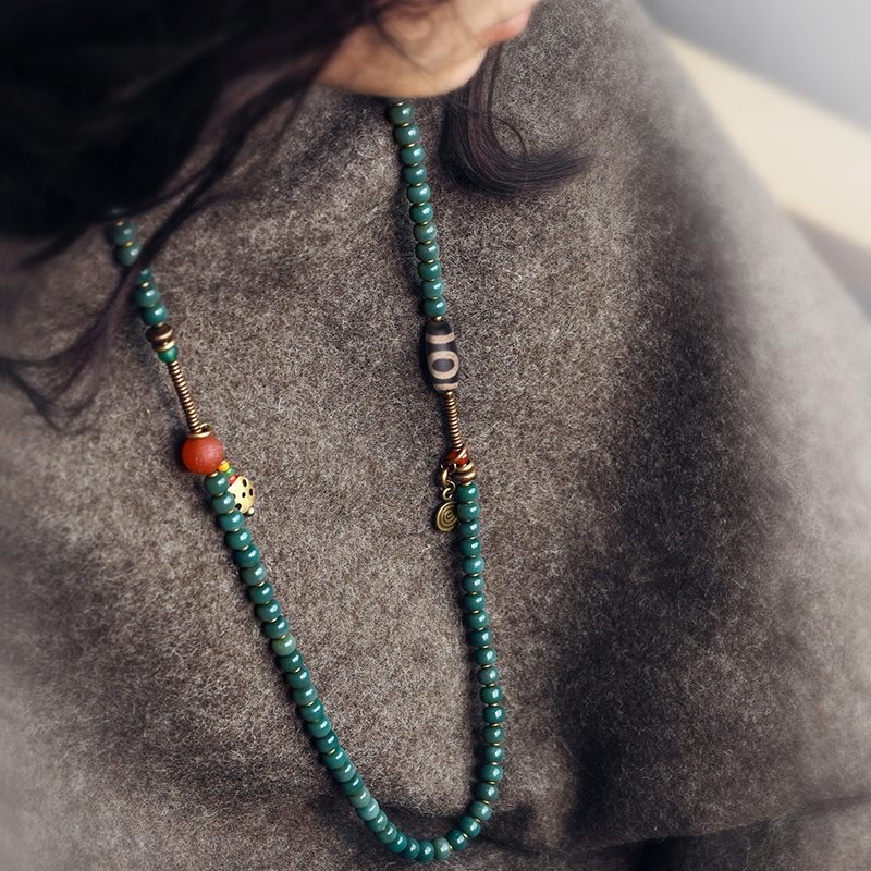 Bodhi Root Dzi Bead Necklace and Bracelet