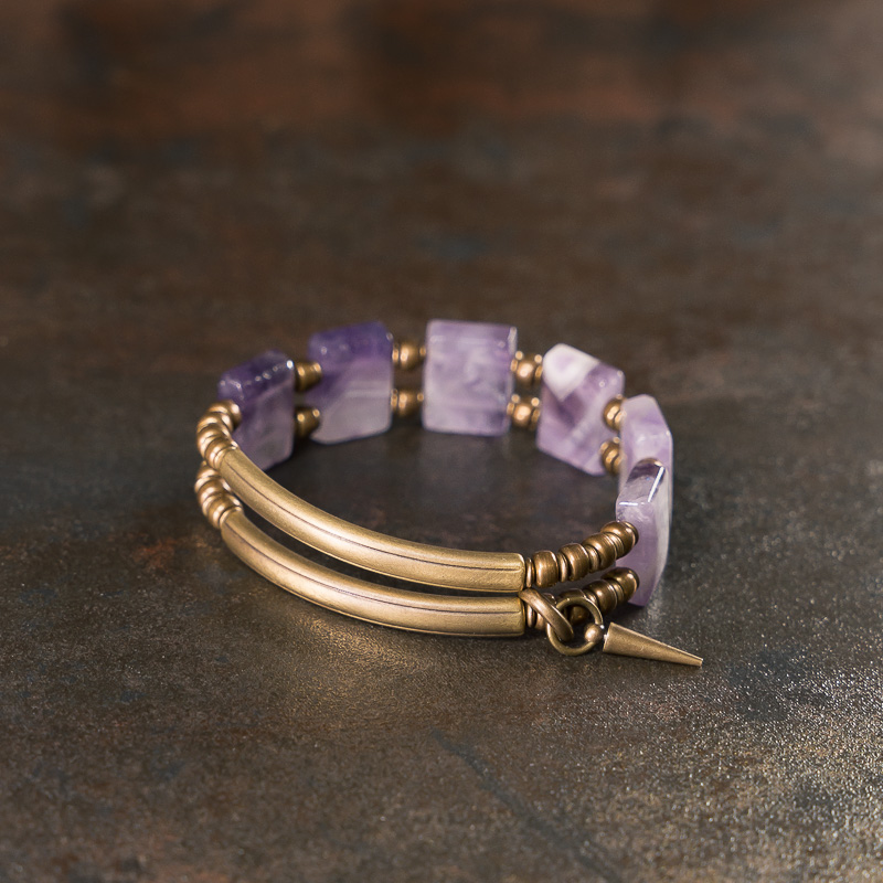 主图-05 Brass-Embellished Amethyst Energy Bracelet