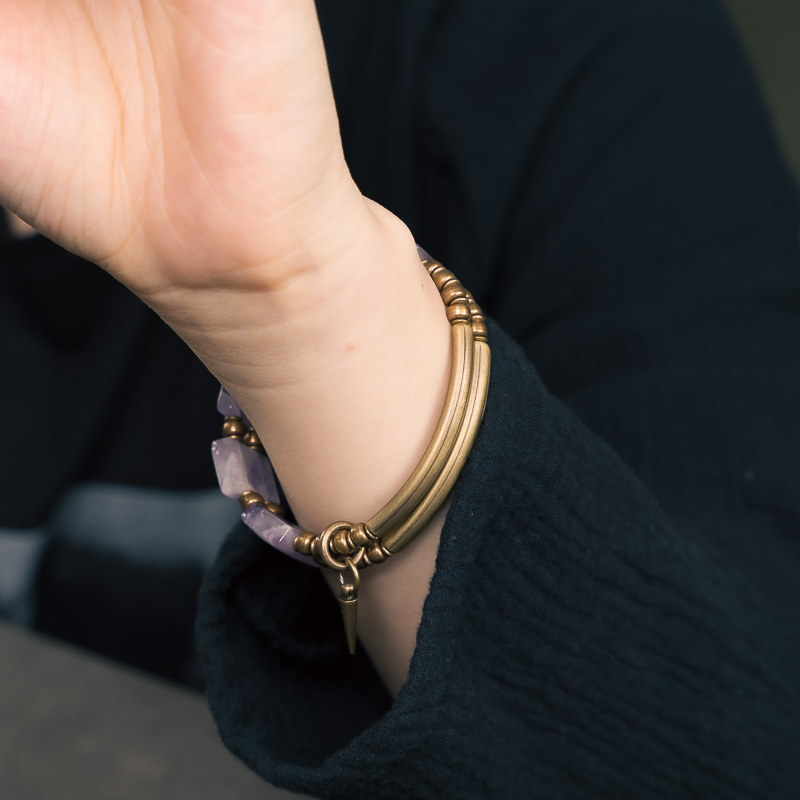 主图-06 Brass-Embellished Amethyst Energy Bracelet