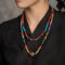 Necklace made of colorful ore and bodhi beads
