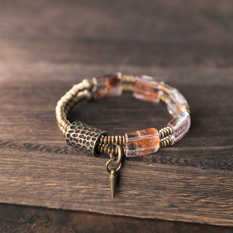 Phantom Quartz and Brass Bracelet