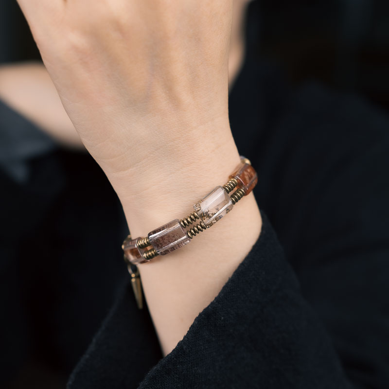 Phantom Quartz and Brass Bracelet